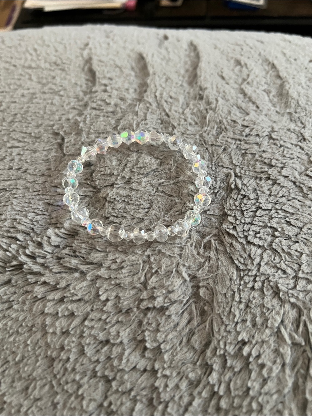 Iridescent Clear Crystal Bead Stretch Bracelet